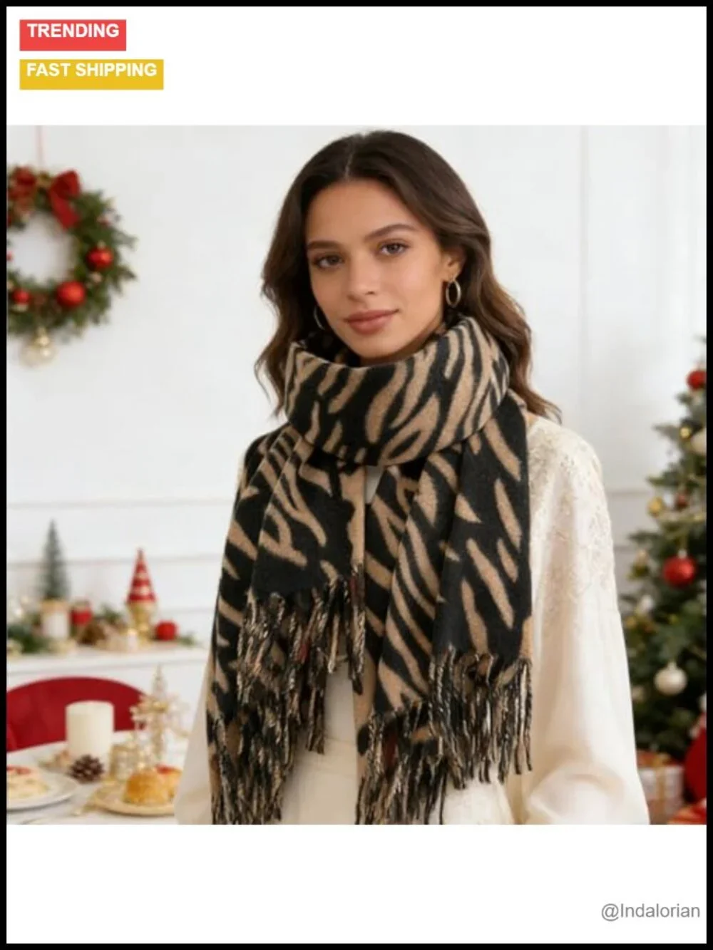 Large Soft Cashmere-Feel Fringe Scarf Shawl Wrap Winter Warm Blanket